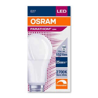 OSRAM LEDVANCE LED Glhlampenform Parathom Classic A Advanced PCLA100D E27 14 Watt 827 warmweiss extra matt dimmbar