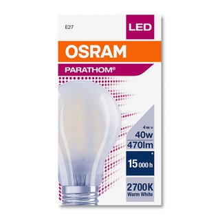 OSRAM LEDVANCE LED Glhlampenform Filament Parathom Classic A 4 Watt 827 2700 Kelvin warmweiss extra E27 matt