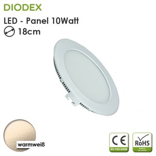 DIODEX LED Panel rund / 18cm / 10Watt / warmwei / 3000K / 700-800 Lumen
