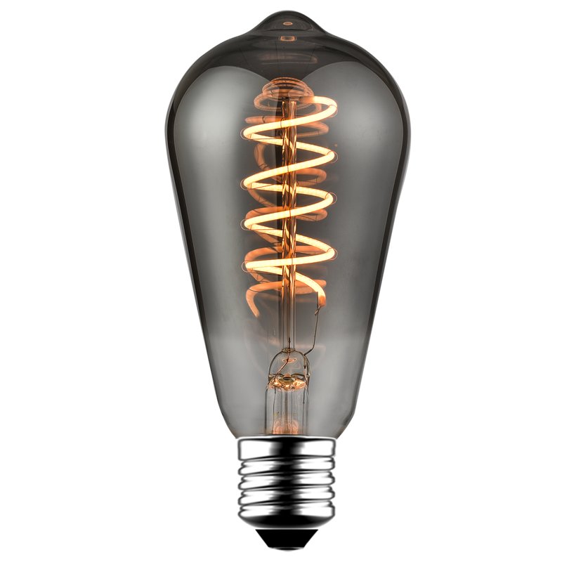 Blulaxa LED Filament Vintage Edison 5 Rauchglas Birnenform Lampe ST64