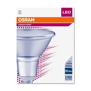 OSRAM LEDVANCE LED Reflektorlampe Parathom PAR38 30 Grad 12 Watt 827 2700 Kelvin warmweiss extra E27