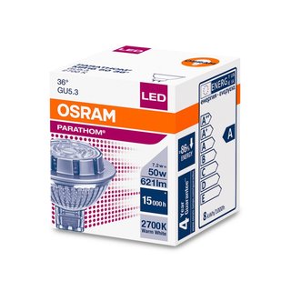 OSRAM LEDVANCE LED Reflektorlampe Parathom PMR165036 MR16 GU5.3 7,2 Watt 36 Grad 827 warmweiss extra