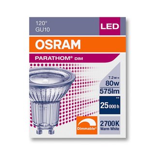 OSRAM LEDVANCE PARATHOM DIM  PAR16   80 dim 120 7,2W/827 GU10