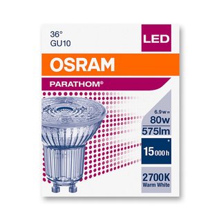 OSRAM LEDVANCE LED Reflektorlampe Parathom PAR1680 PAR16 GU10 6,9 Watt 36 Grad 827 2700 Kelvin warmweiss extra